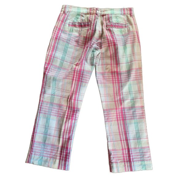 Y2K Tommy Jeans low rise Cropped Plaid Pants Size 3 Pastel Pink Yellow White - Picture 8 of 10